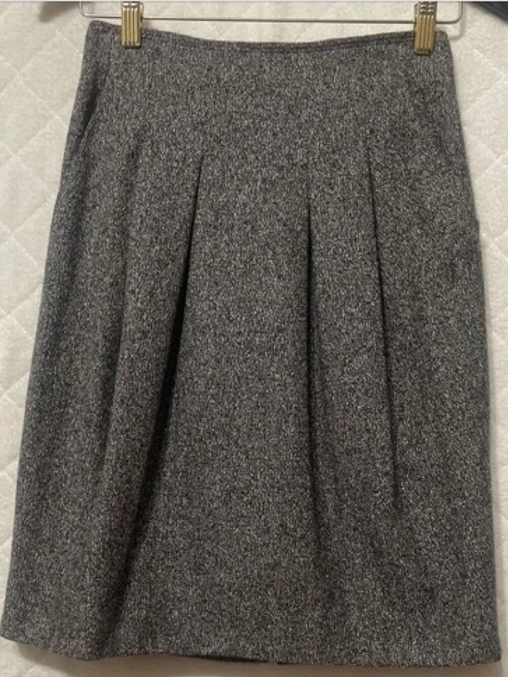 Vtg Y2K Cynthia Cynthia Steffe Wool Silk Pleated Tweed A-Line Skirt Gray Size 2
